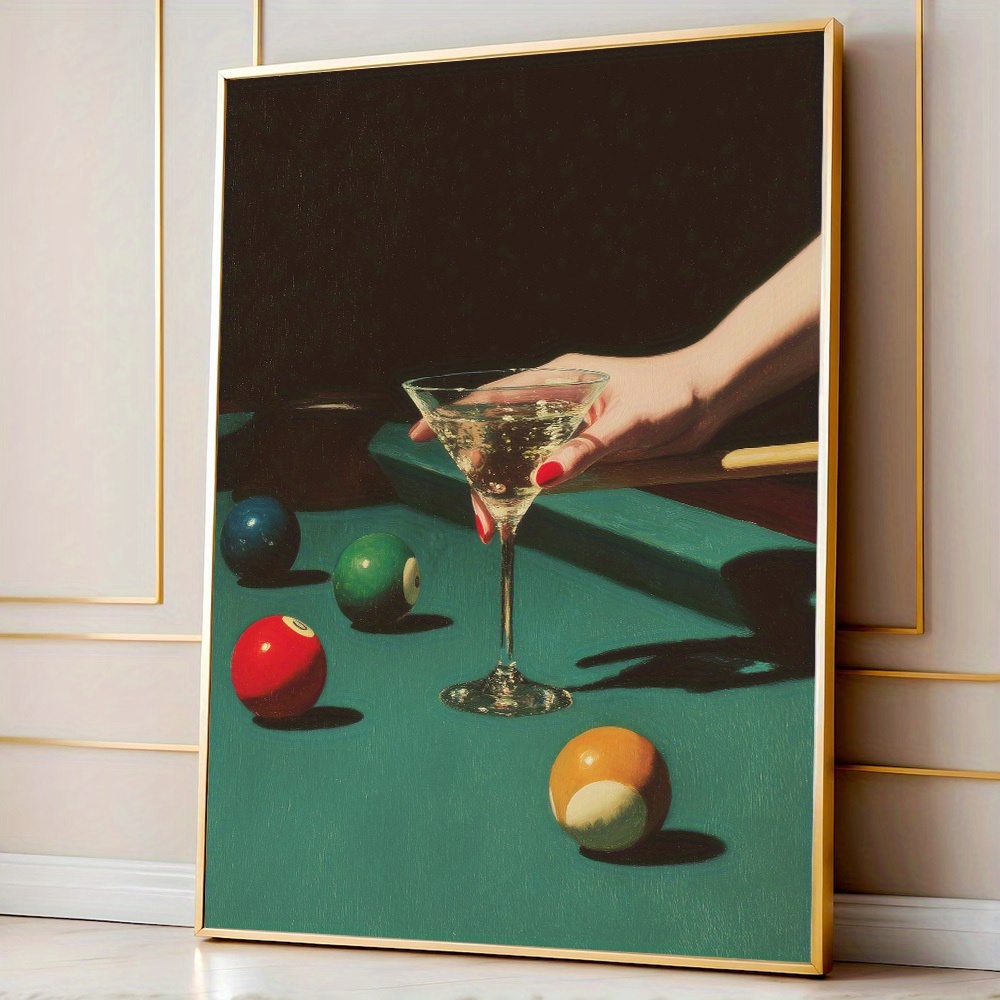 Office Furniture And Design - 1 adet Vintage Bilardo Kokteyl Posteri,