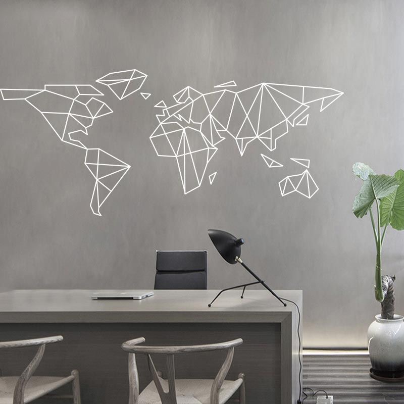Office Furniture World - Geometrik Dünya Haritası Duvar Sticker Yatak