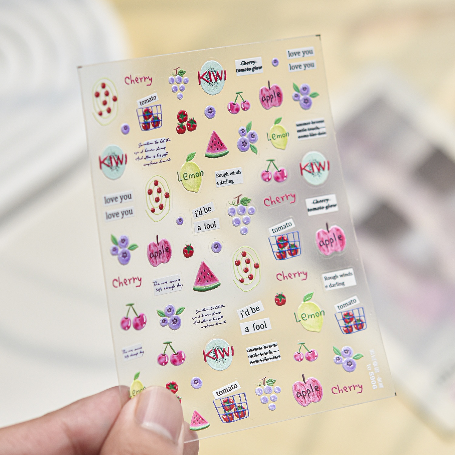 Paper Basket Mesh - Taze Meyve Tırnak Çıkartmaları 5D Dolgun