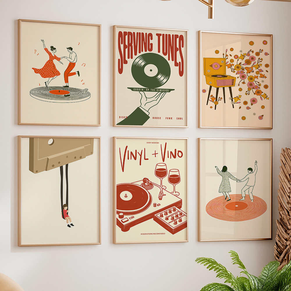 Office Furniture And Design - 1 adet Vintage Müzik Tuval Poster