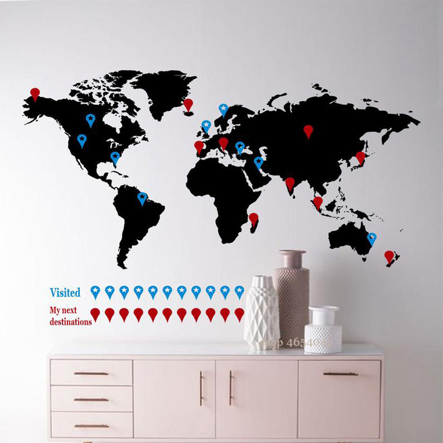 Office Furniture World - Büyük dünya haritası duvar çıkartması seyahat