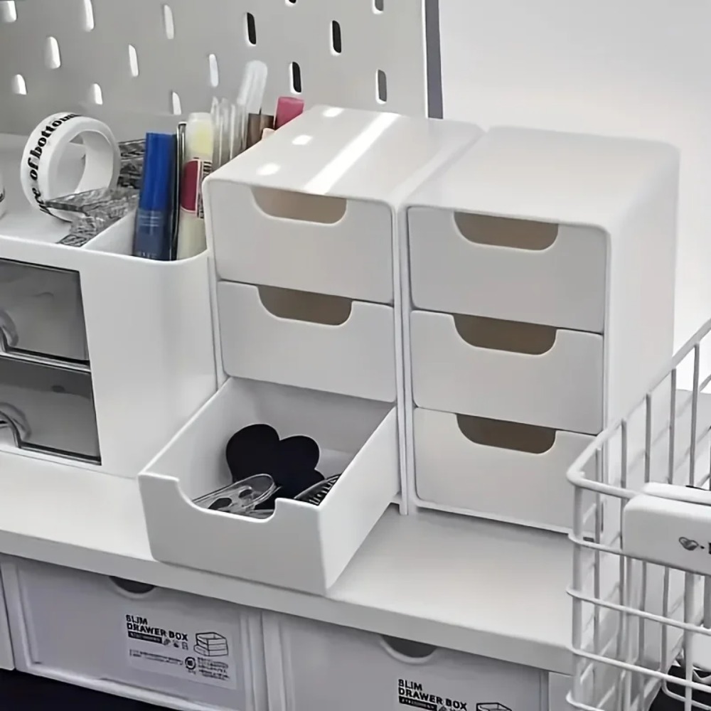 Pegboard Office Organizer - Şık 3 Katlı Çekmeceli Masa Düzenleyici